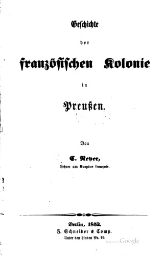 Die Entwicklung der französischen Kolonie in Preußen