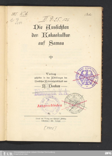 Die Aussichten der Kakaokultur auf Samoa