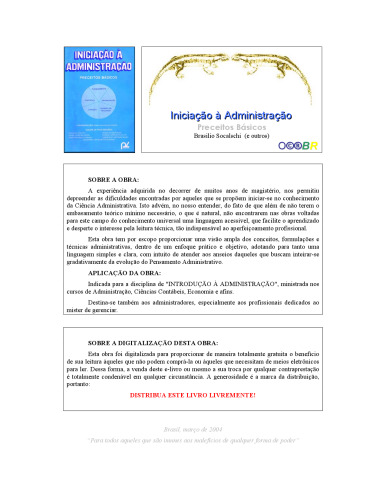 Iniciação à Administração - Preceitos Básicos - Brasilio Socalschi