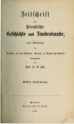 Zeitschrift für preussische Geschichte und Landeskunde