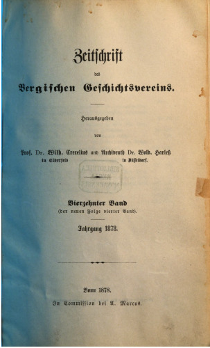 Zeitschrift des Bergischen Geschichtsvereins
