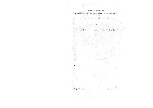 Einfuhrung on die romishe metrik