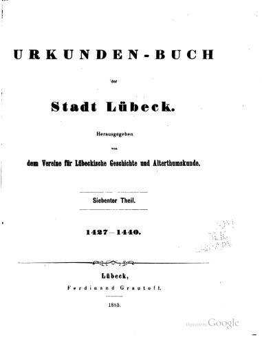 Urkundenbuch der Stadt Lübeck. 1427 - 1440