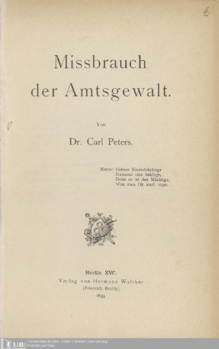 Missbrauch der Amtsgewalt