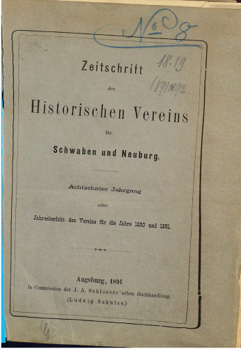 Zeitschrift des Historischen Vereins für Schwaben und Neuburg
