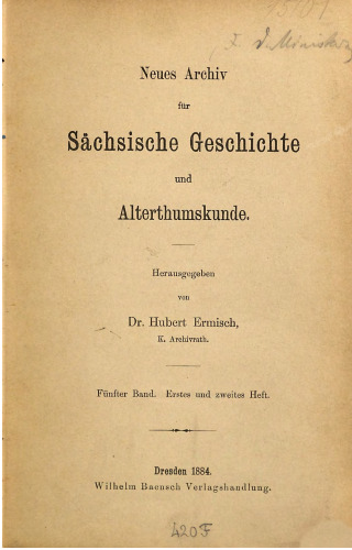 Neues Archiv für Sächsische Geschichte und Altertumskunde