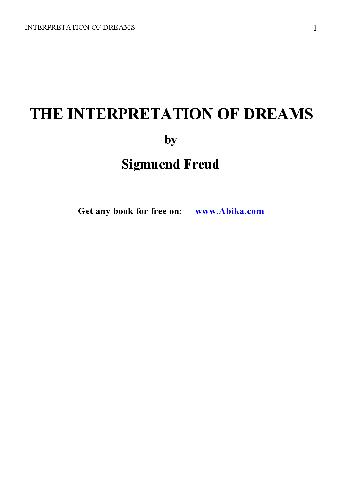 The Interpretation of Dreams