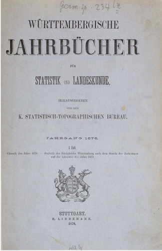 Württembergische Jahrbücher für Statistik und Landeskunde