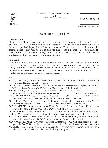 Physics Reports vol.387