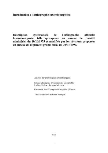 Introduction à l’orthographe luxembourgeoise