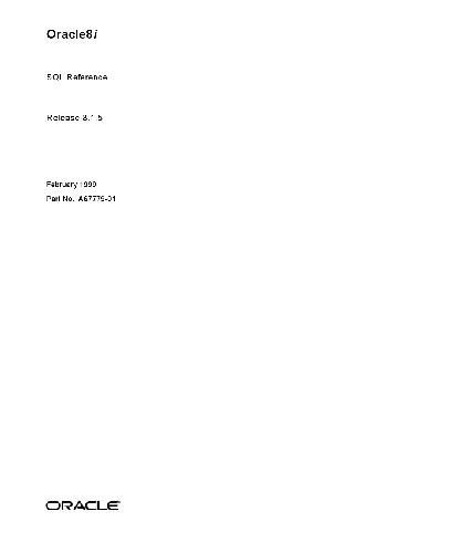 Oracle8i. SQL Reference. Release 8.1.5