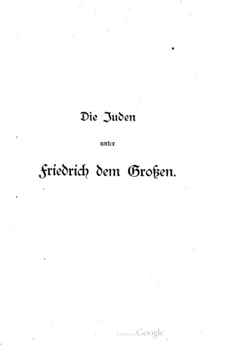 Die Juden unter Friedrich dem Großen