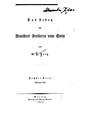 Das Leben des Ministers Freiherrn vom Stein / 1823 bis 1831