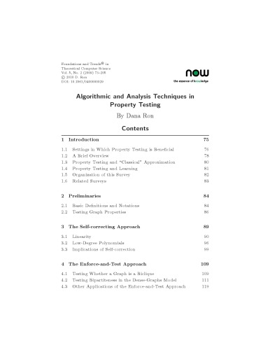 Algorithmic and Analysis Techniques in Property Testing