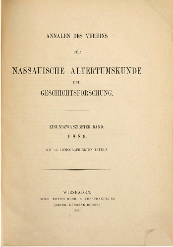 Annalen des Vereins für Nassauische Altertumskunde und Geschichtsforschung