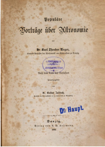 Populäre Vorträge über Astronomie