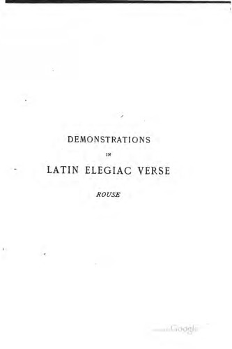 Demonstrations in Latin Elegiac Verse