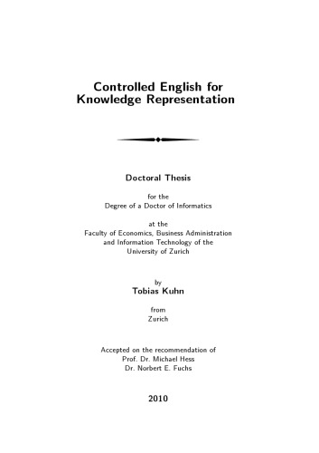 Controlled English for knowledge representation
