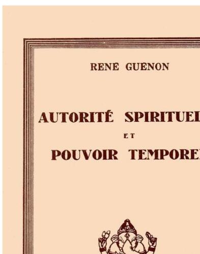 Autorité Spirituelle et Pouvoir Temporel