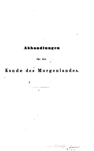 Abhandlungen für die Kunde des Morgenlandes
