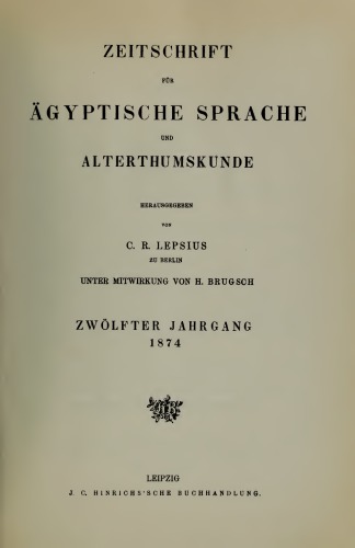 Zeitschrift für Ägyptische Sprache und Altertumskunde