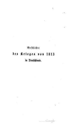 Geschichte des Krieges von 1813 in Deutschland