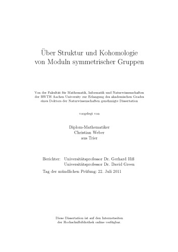 Über Struktur und Kohomologie von Moduln symmetrischer Gruppen [PhD thesis]