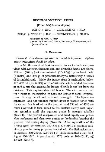 Organic Syntheses An annual publication of satisfactory methods