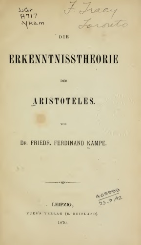 Erkenntnisstheorie des Aristoteles