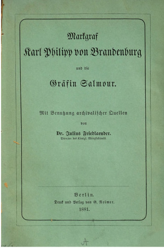 Markgraf Karl Philipp von Brandenburg und die Gräfin Salmour