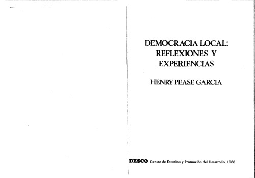 Democracia local: reflexiones y experiencias