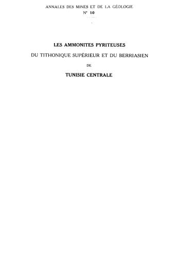 Les ammonites pyriteuses du Tithonique supérieur et du Berriasien de Tunisie Centrale