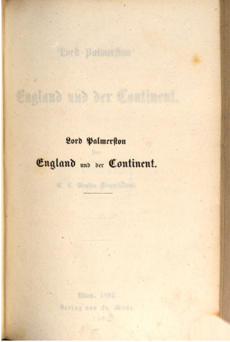 Lord Palmerston : England und der Kontinent