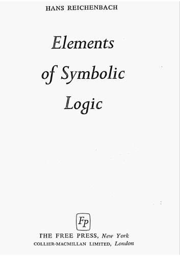 Elements of Symbolic Logic