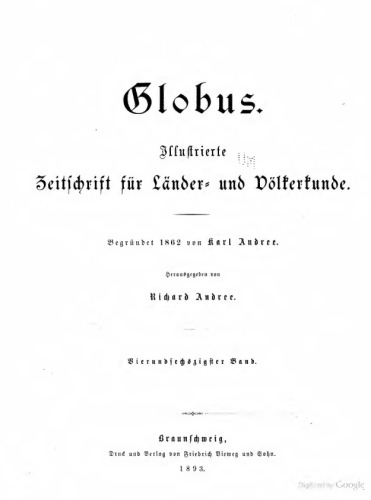 Globus. Illustrirte Zeitschrift für Länder- und Völkerkunde