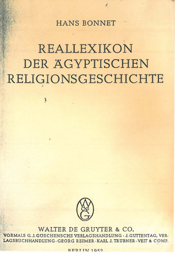Reallexikon Der Ägyptischen Religionsgeschichte