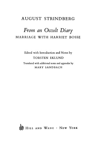 From An Occult Diary : Marriage With Harriet Bosse