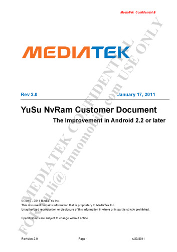 MT6573 YuSu NVRAM Customer Document