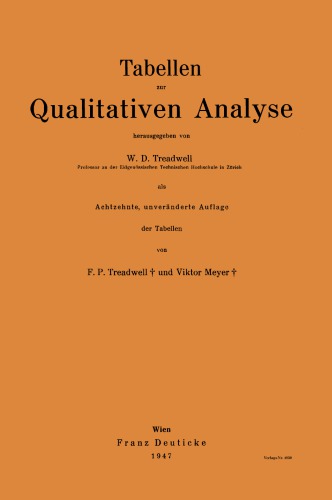 Tabellen und Vorschriften zur Qualitativen Analyse
