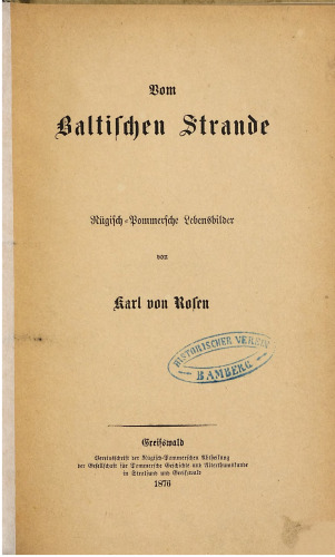 Vom baltischen Strande : Rügisch-pommersche Lebensbilder