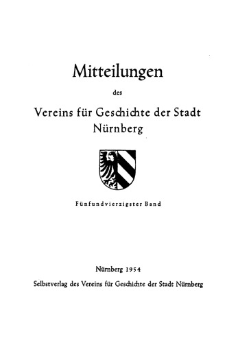 Mitteilungen des Vereins für Geschichte der Stadt Nürnberg