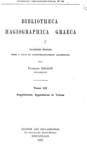 Bibliotheca hagiographica graeca