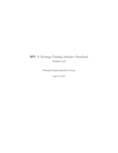 MPI: A Message-Passing Interface Standard