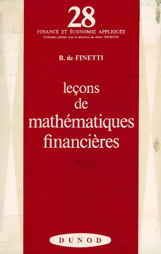 Leçons de mathématiques financières