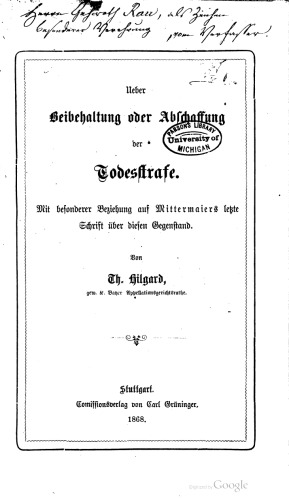 Über Beibehaltung oder Abschaffung der Todesstrafe
