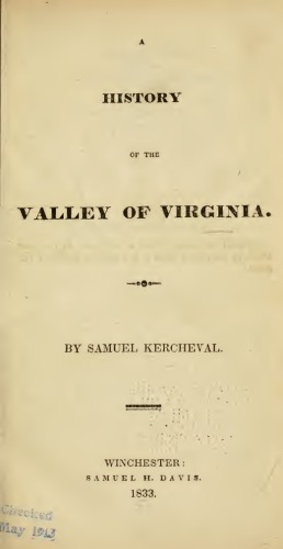 A History of the Valley of Virginia