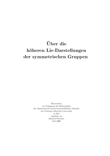 Über die höheren Lie-Darstellungen der symmetrischen Gruppen [PhD thesis]