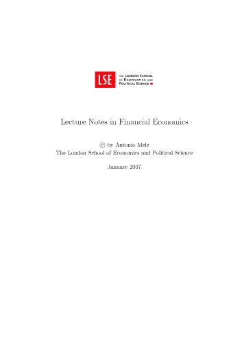 Lecture notes in financial economics