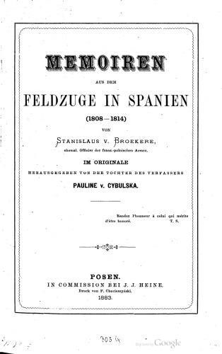 Memoiren aus dem Feldzuge in Spanien (1808-1814)