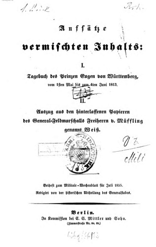 Beihefte zum Militär-Wochenblatt